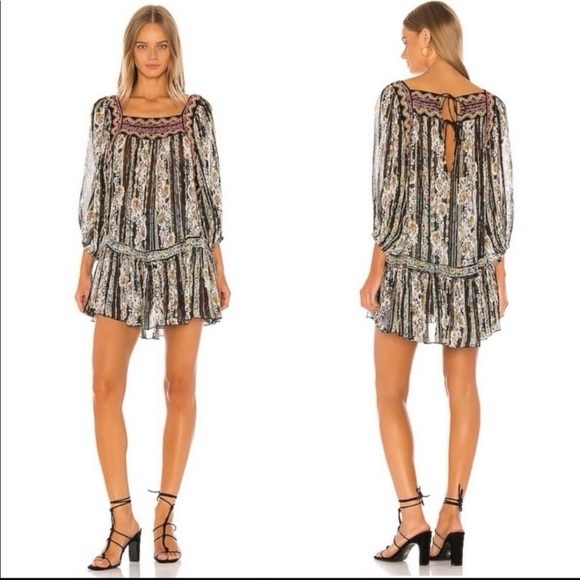 Free People Tops - Free People Dance Magic Embroidered sheer black Tunic Dress womens L